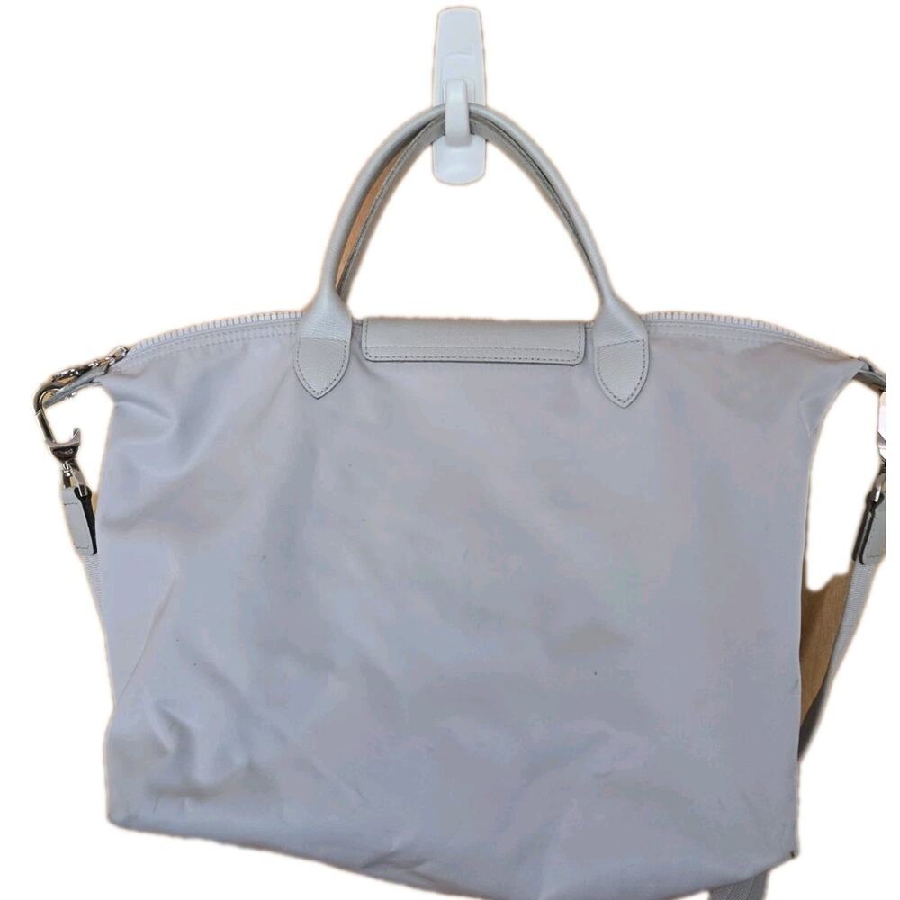 Longchamp Nylon Shoulder Bag Light Gray Made In France 12x10 - Picture 3 of 9